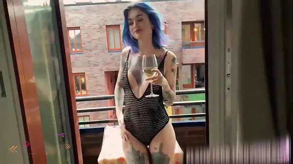 XXX Flame Jade public sex on a balcony Video segar