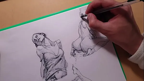 XXX تازہ ویڈیوز How to draw sexy girls with a ballpoint pen, sketch ہے
